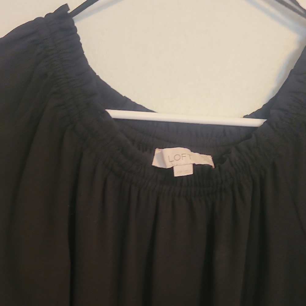 LOFT Black Ruched Blouse
